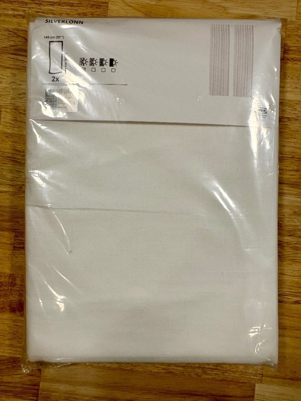 Brand New Ikea White Silverlonn 100% Cotton Curtains 2 Panels 57" x 98"